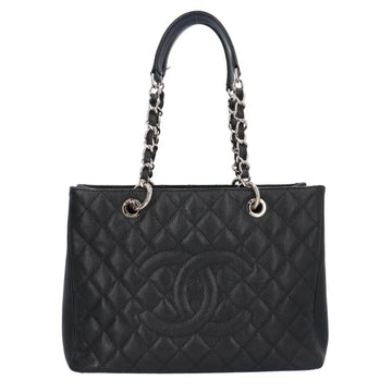 CHANEL Chain Matelasse Tote Bag Caviar Skin Black Women's