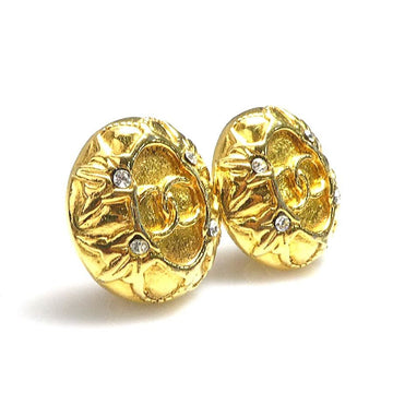 CHANEL Earrings Coco Mark Metal/Rhinestone Gold/Silver Women's e55953a