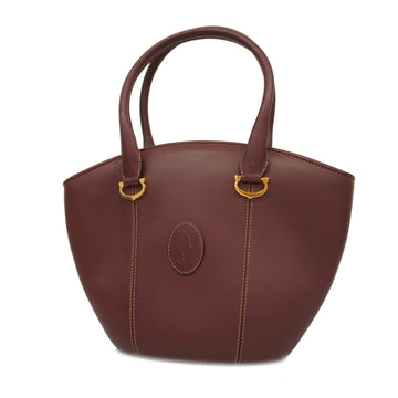 CARTIERAuth  Must Handbag Women's Leather Handbag,Tote Bag Bordeaux