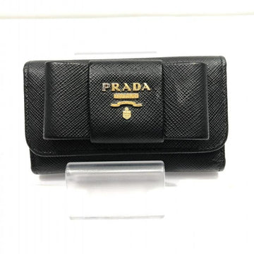 PRADA Saffiano 6 row ribbon key case black