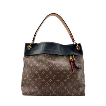 LOUIS VUITTON Shoulder Bag Monogram Tuileries Hobo Canvas/Leather Black x Brown Red Women's M43154