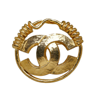 CHANEL Cocomark Twist Circle Brooch Gold Plated Ladies