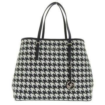 MICHAEL KORS houndstooth pattern tote bag black white PVC