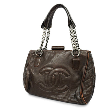 CHANELAuth  Women's Leather Shoulder Bag Brown