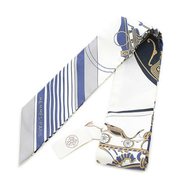 HERMES Twilly Ex-Libris scarf marine silk 100%