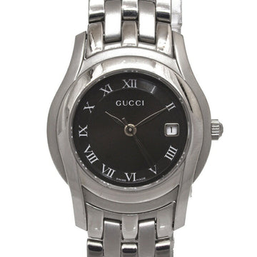 GUCCI watch 5500L black silver YA055503 SS quartz  ladies date dial Roman index battery type breath calendar 3 hands