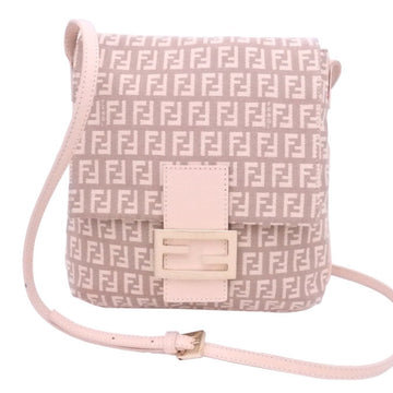 Fendi Diagonal Shoulder Bag Zucchino Pink Beige Canvas x Leather Women's