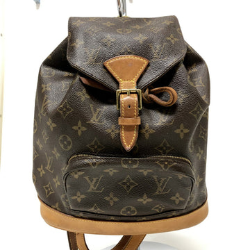 LOUIS VUITTON Montsouris MM M51136 Monogram Brown Gold Hardware Rucksack Ladies