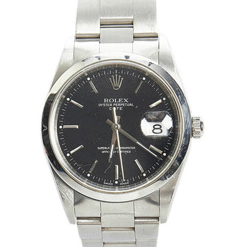 Rolex Oyster Perpetual Date Watch 15200 Automatic Black Dial Stainless Steel Men's