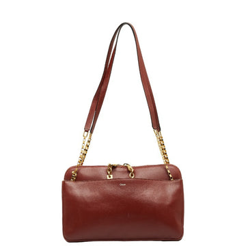 CHLOeChloe  Chain Shoulder Bag Brown Leather Women's