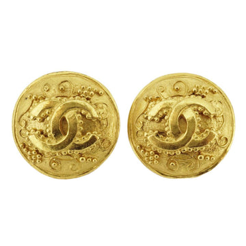 CHANEL earrings here mark circle GP plated gold 94A ladies