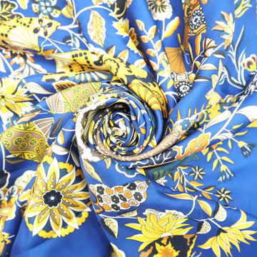 HERMES/ Carre 90 Fleurs et papillons de Tissus Flower Blooming Fabric Scarf Blue Unisex