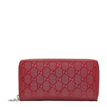 GUCCI GG Implement Round Long Wallet 212110 Red PVC Leather Women's