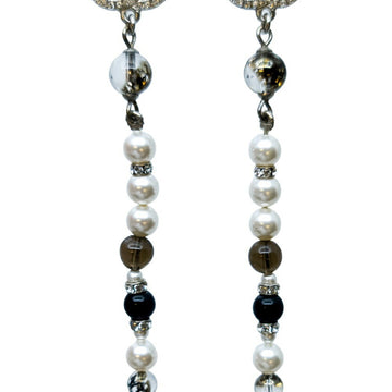 Chanel earrings rhinestone pearl logo