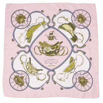 HERMES Scarf Muffler Carre 90 SPRINGS Springs Carriage Pattern Silk 100% Women's Multicolor