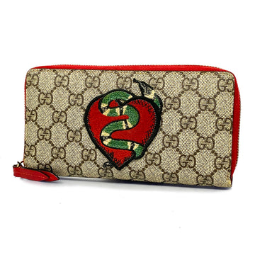 GUCCIAuth  GG Supreme 456863 PVC Wallet Beige,Red Color