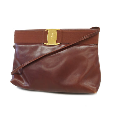 Salvatore Ferragamo Shoulder Bag Women's Leather Shoulder Bag Bordeaux