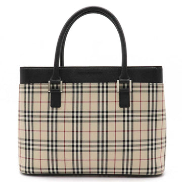 BURBERRY Nova check plaid tote bag handbag canvas leather beige black