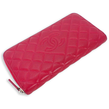 CHANEL here mark caviar skin round long wallet red 2