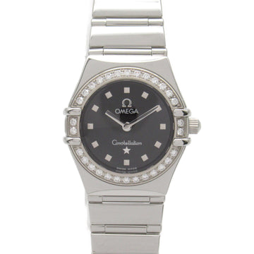 OMEGA Constellation Diamond Bezel Wrist Watch Wrist Watch 1465.51 Quartz Black Stainless Steel diamond 1465.51