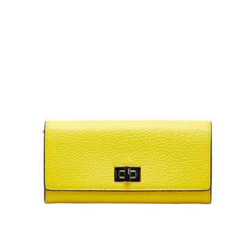 FENDI Peekaboo Long Wallet Bifold 8M0427 Yellow Leather Women's