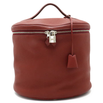 HERMES Intercity Vanity Handbag Shoulder Bag Taurillon Clemence Leather Rouge Ash E stamp