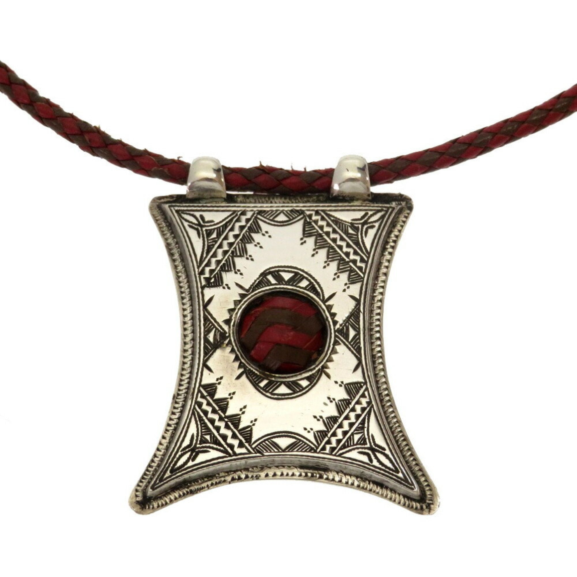 Hermes Tuareg Leather Silver Necklace