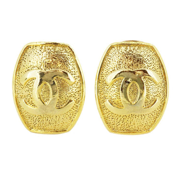 CHANEL earrings vintage here mark square GP plated gold ladies