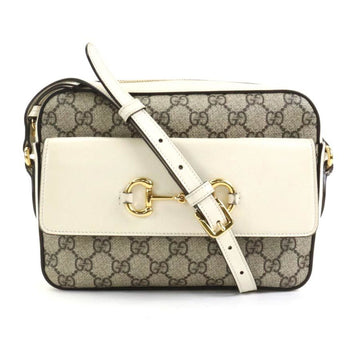 GUCCI Crossbody Shoulder Bag GG Supreme PVC/Leather Beige/Off-White Unisex 645454