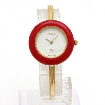 GUCCI Change Bezel White Dial GP Ladies Quartz Watch 1100-L