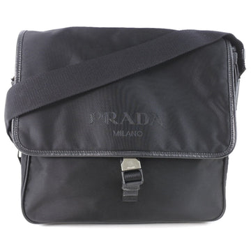 Prada nylon black unisex shoulder bag A- rank