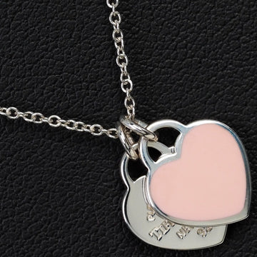 TIFFANY return toe mini double heart tag necklace pink silver 925 &Co. Ladies