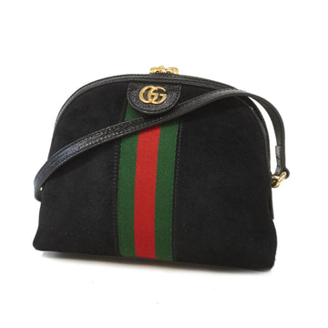 Gucci Shoulder Bag Ophdia 499621 Suede Black Gold metal