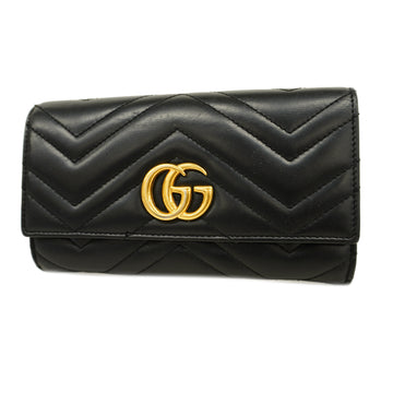 GUCCIAuth  GG Marmont 443436 Women's Leather Long Wallet [bi-fold] Black