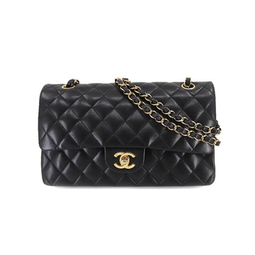 CHANEL Matelasse 25 Chain Shoulder Bag Leather Black A01112 Gold Hardware