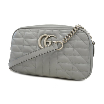 Gucci Shoulder Bag GG Marmont 447632 Leather Gray Silver metal