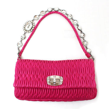 MIU MIU MIU Matelasse Nappa Crystal Shoulder Bag Pink RP0233 3Way Women's