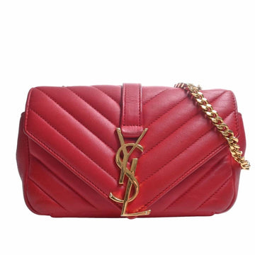 SAINT LAURENT Leather Baby Chai Chain Shoulder Bag 399289 Red Ladies