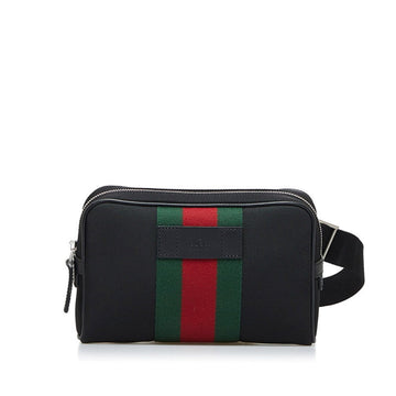 GUCCI Sherry Line Waist Bag Body 630919 Black Nylon Leather Ladies