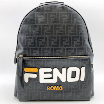 FENDI Rucksack Daypack Fila Collaboration Bag Black Zucca PVC 7VZ042-A5N7 Ladies