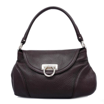 SALVATORE FERRAGAMO Shoulder Bag Gancini Leather Brown Silver Hardware Women's