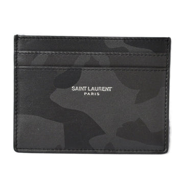 SAINT LAURENT Card Case / Business Holder YSL  Leather CAMOUFLAGE Camouflage Black 376946