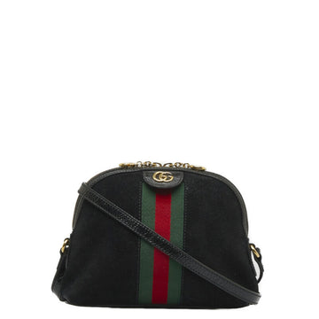 GUCCI Ophidia Sherry Line Shoulder Bag 499621 Black Suede Patent Leather Women's