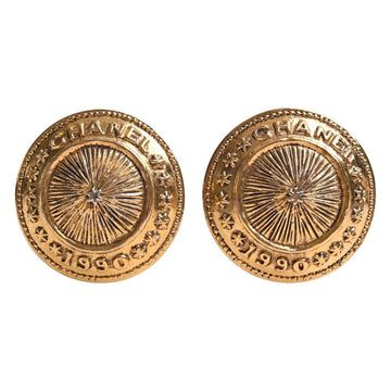 CHANEL round earrings gold ladies