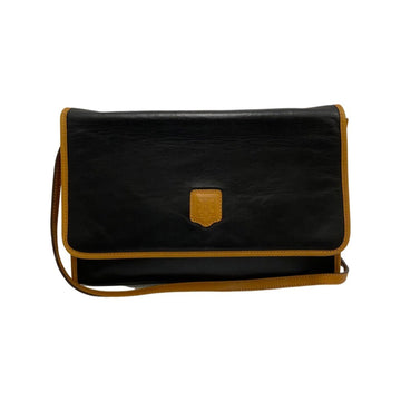 CELINE Vintage Triomphe Logo Leather Genuine Mini Shoulder Bag Pochette Sacoche Black