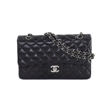 CHANEL Matelasse 25 Chain Shoulder Bag Leather Black A01112 Silver Metal Fittings Here Mark