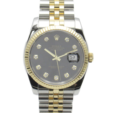 ROLEX Datejust 10P diamond F number Wrist Watch watch Wrist Watch 116233G Mechanical Automatic Black Stainless Steel 116233G