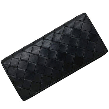 BOTTEGA VENETA Bifold Long Wallet Black Maxi Intrecciato Billfold Leather  Flap