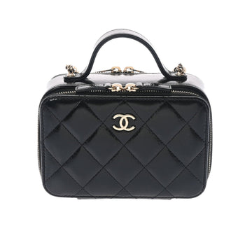 CHANEL Matelasse Small Vanity Shiny Black Ladies Lambskin Bag