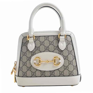 Gucci Horsebit GG Supreme Tote Bag Beige/White PVC Leather